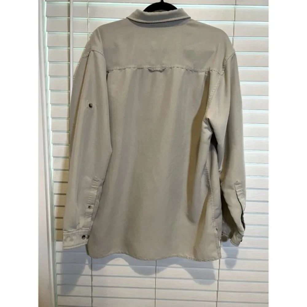 The North Face Mens A412‎ Hiking Shirt Long Sleeve Button Up Beige Large